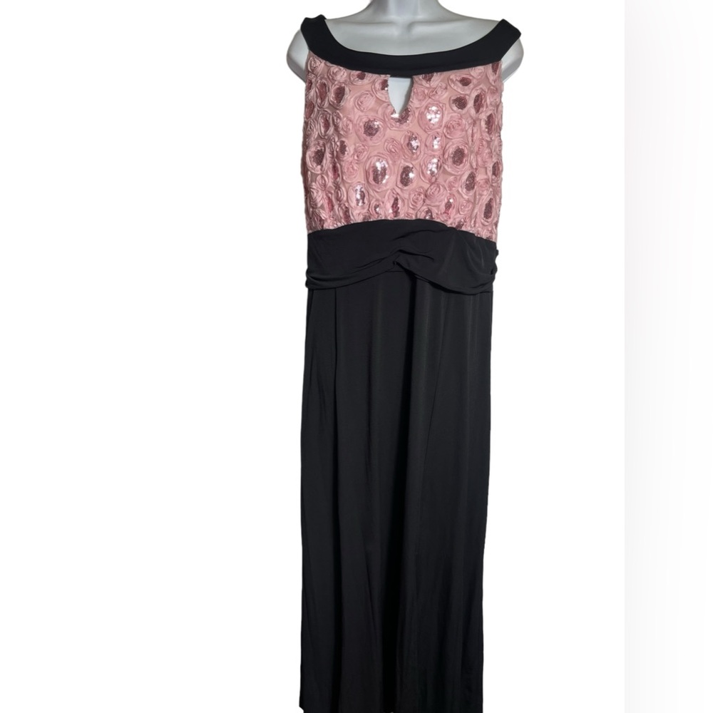 Enfocus Studio Pink Sequin-Embellished Black Maxi Dress